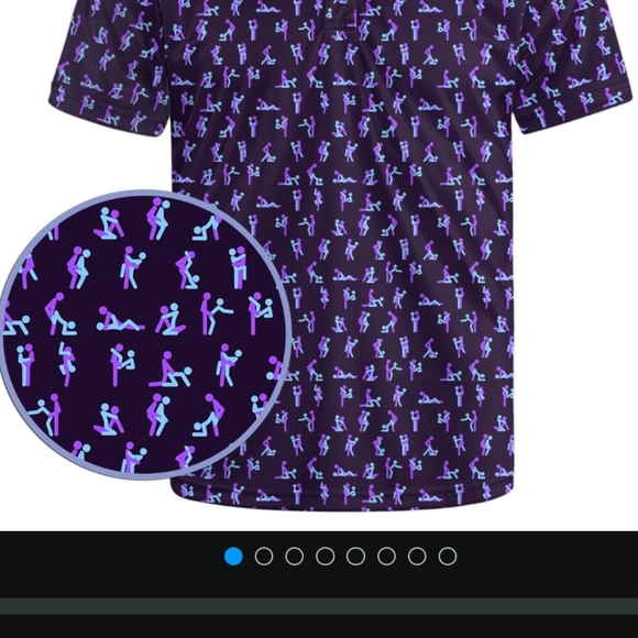Amazon Men's Purple Polo Shirt with Blue and Pink Pattern - Picture 1 of 1